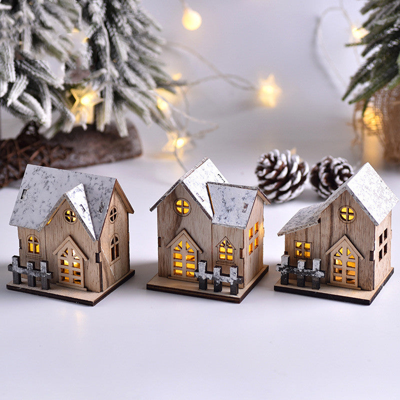 Pre-Lit Pine Wooden Christmas Village