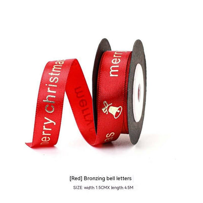 red merry christmas and bell christmas ribbon 