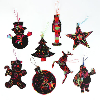 21pcs Magic scratch paper christmas kids ornament paper with wood pen