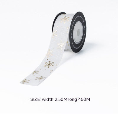 snowflakes gold and white mesh ribbon for christmas 
