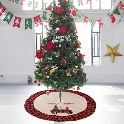 47" Buffalo Plaid linen Christmas Tree Skirt look and demonstration