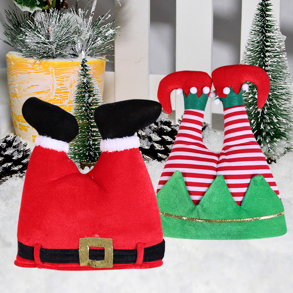 Dancing Musical Christmas Decoration Santa and grinch pants hat Red, 13-in