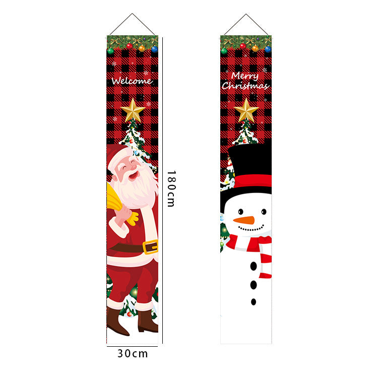 70-inch santa and snowman merry christmas Front Christmas Porch and door Decorations Banner 