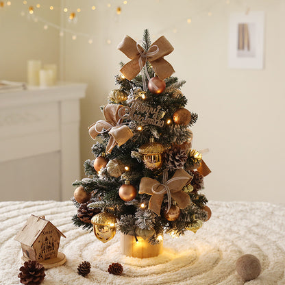 Gold 18 INCH pre lit tabletop christmas tree set. 45cm tabletop christmas tree with christmas lights and gold ornaments