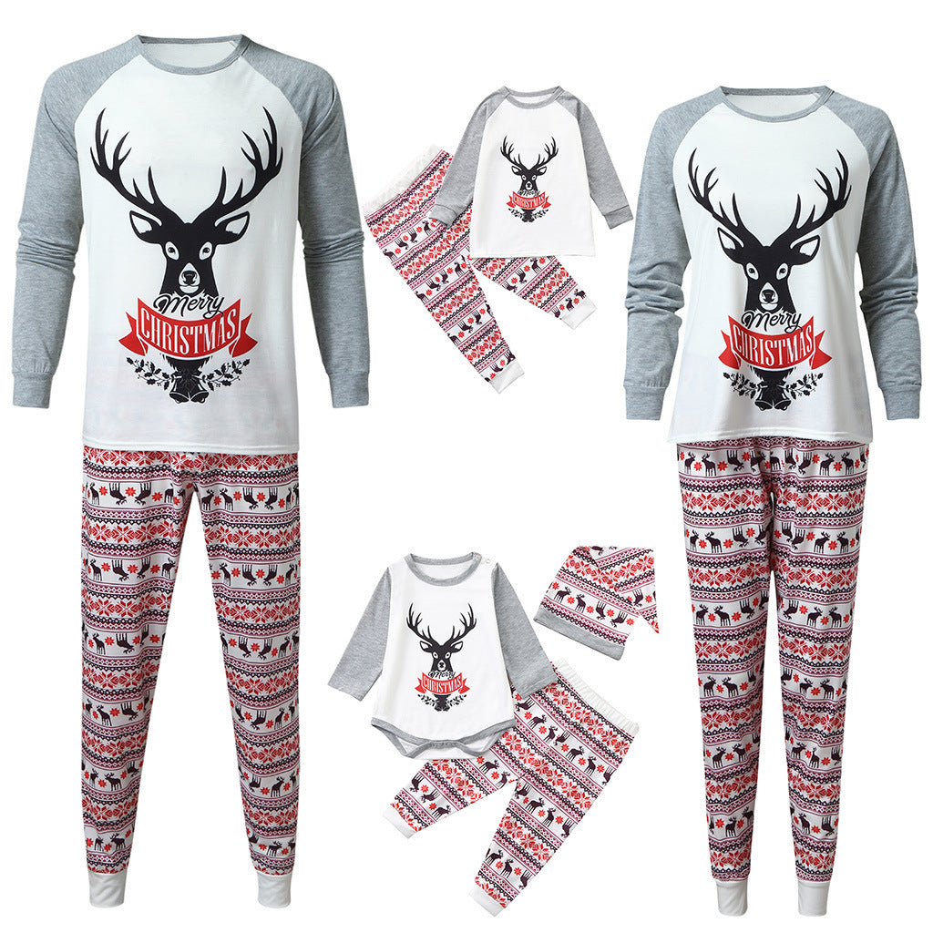 Christmas Elk Print Long Sleeve Pajamas Set Homewear