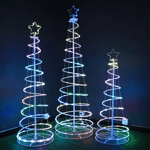 6' LED Spiral Christmas Tree Light Outdoor sculpture with remote control.