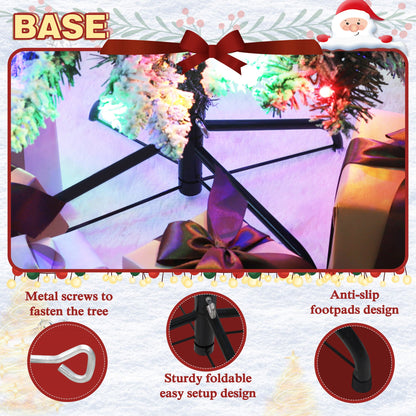 6ft Pencil Christmas Tree with Flocked Snow and Metal Stand