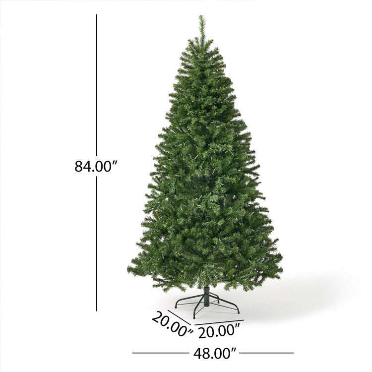 7-foot Pre-Lit Artificial Christmas Tree with LED lights. dimensions and measurement 
