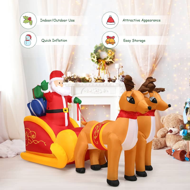 6 ft Christmas Inflatable Santa Claus on Sleigh Lighted inflatable party Decoration