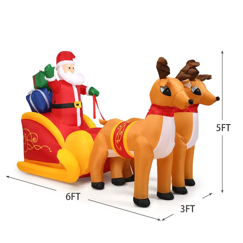 6 ft Christmas Inflatable Santa Claus on Sleigh Lighted inflatable party Decoration