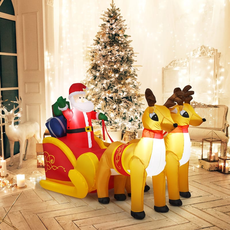 6 ft Christmas Inflatable Santa Claus on Sleigh Lighted inflatable party Decoration