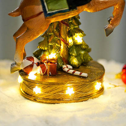 Resin Christmas Santa & deer Music Box