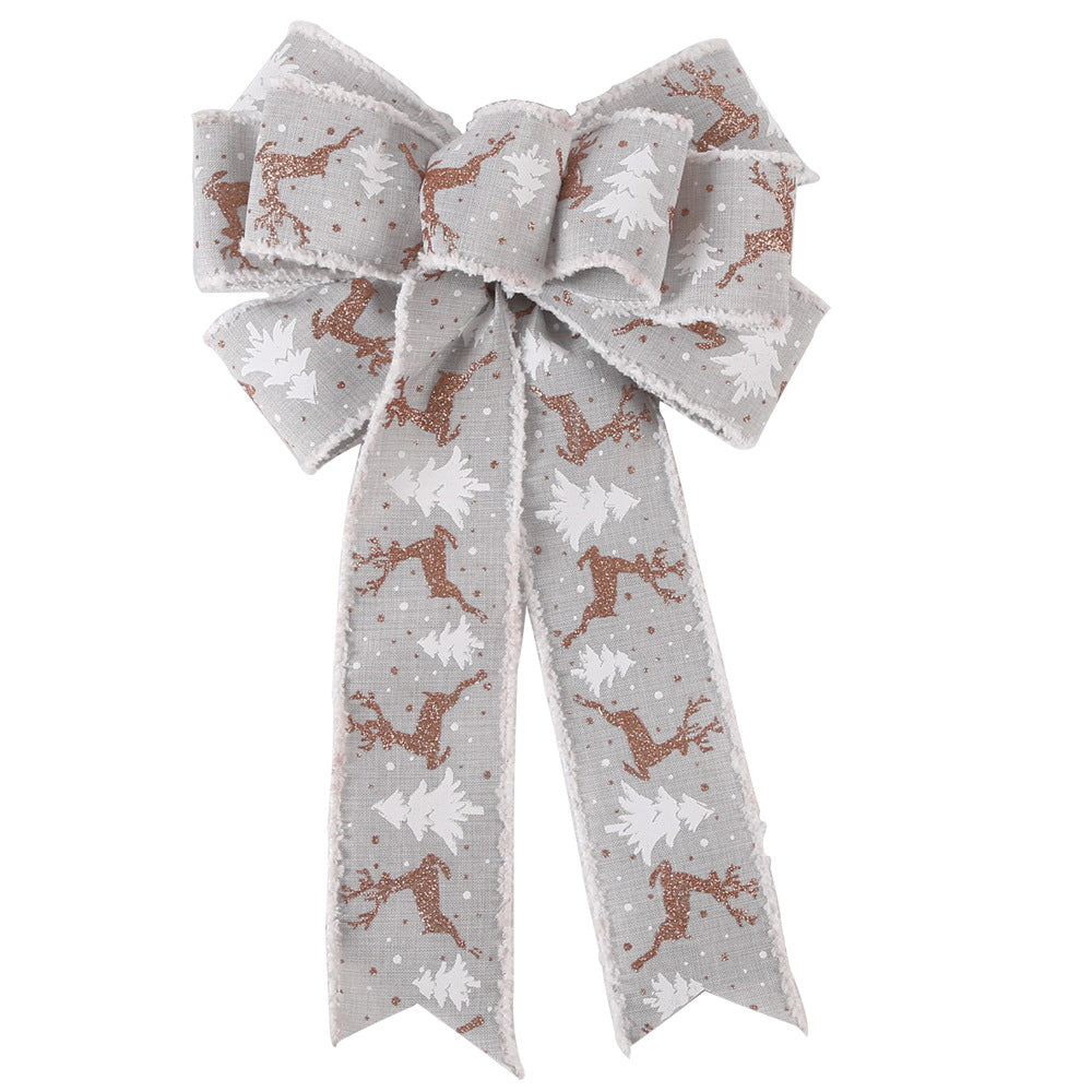 9 folds grey and white deer and christmas tree  christmas tree ribbon bow