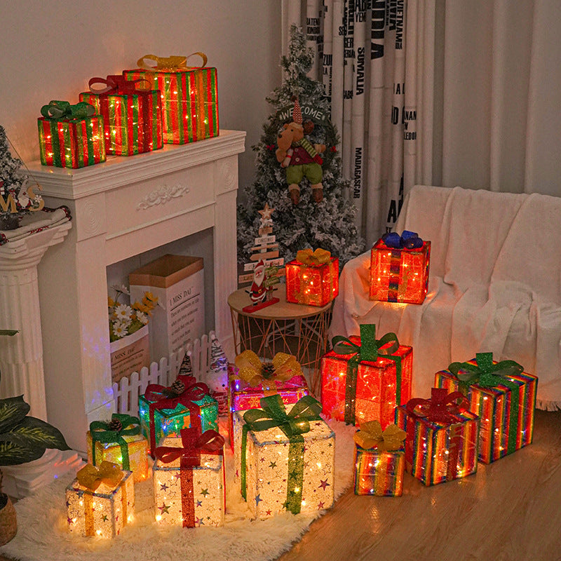 RGB Color-Changing Outdoor Christmas Gift Boxes with lights for indoor and outdoor use  - Set of 3