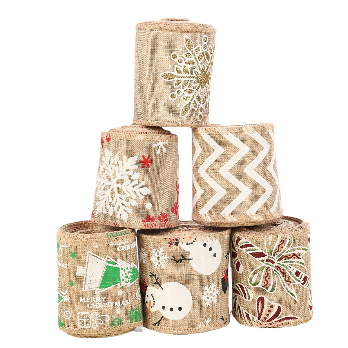 Burlap Christmas ribbon 2.3" x 3.2 yard