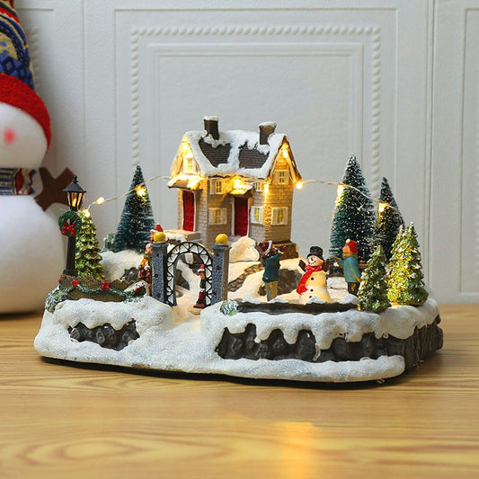 pre lit resin christmas village set