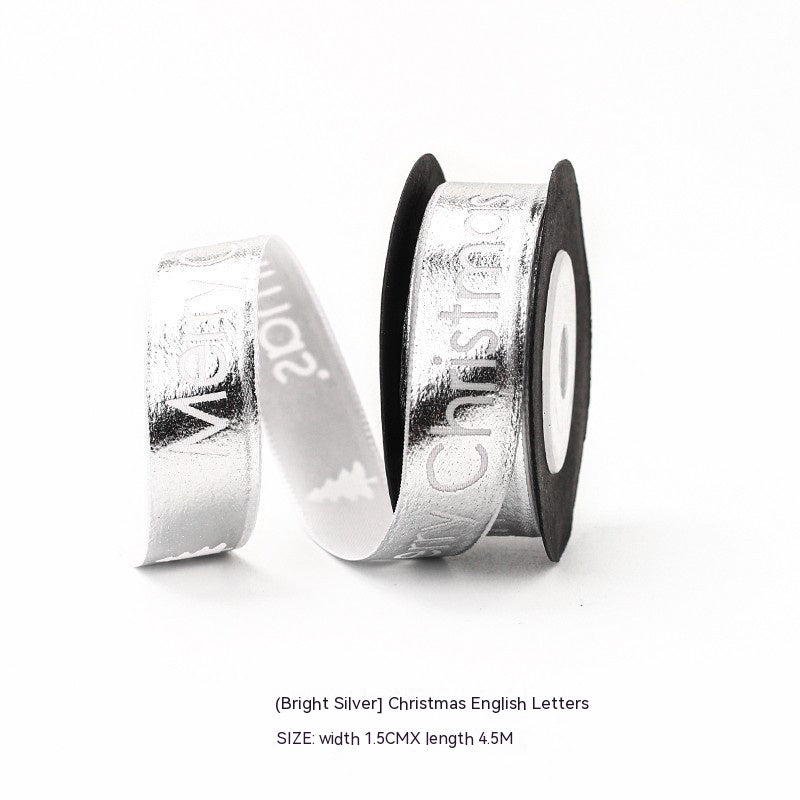 silver  shiny merry christmas ribbon 
