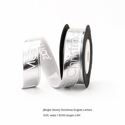 silver  shiny merry christmas ribbon 