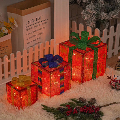 RGB Color-Changing Outdoor Christmas Gift Boxes with lights for indoor and outdoor use  - Set of 3