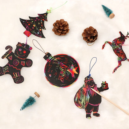 21pcs Magic scratch paper christmas kids ornament paper with wood pen