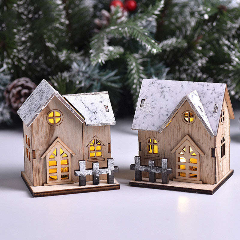 Pre-Lit Pine Wooden Christmas Village