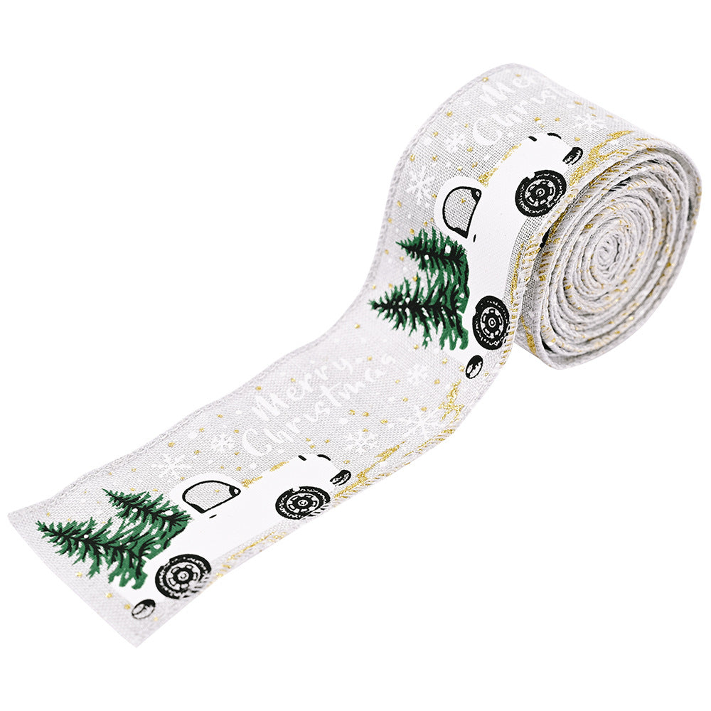 16 ft wired White merry christmas car ribbon 5 metres.