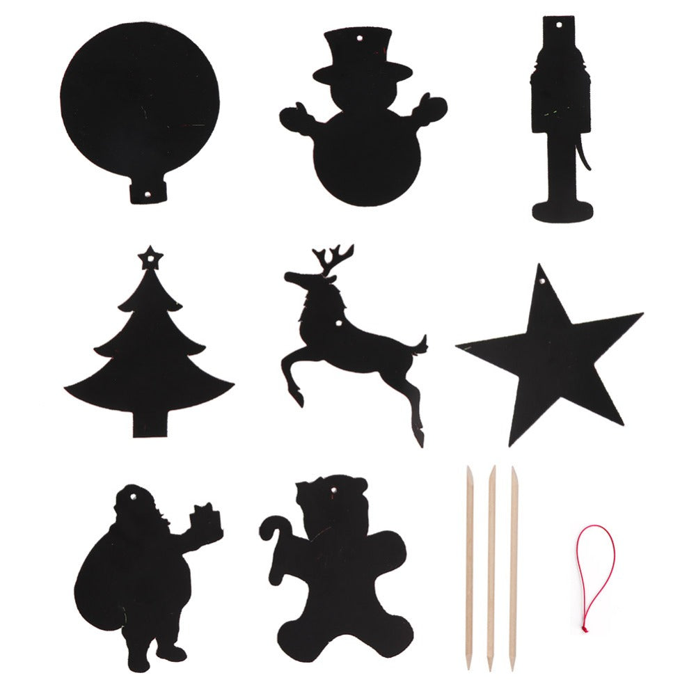 21pcs Magic scratch paper christmas kids ornament paper with wood pen