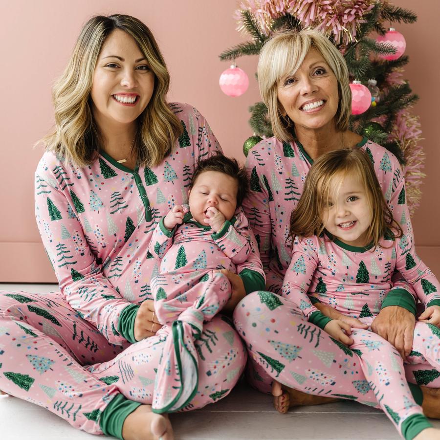 2 pcs printed green christmas printed matching pajamas Set