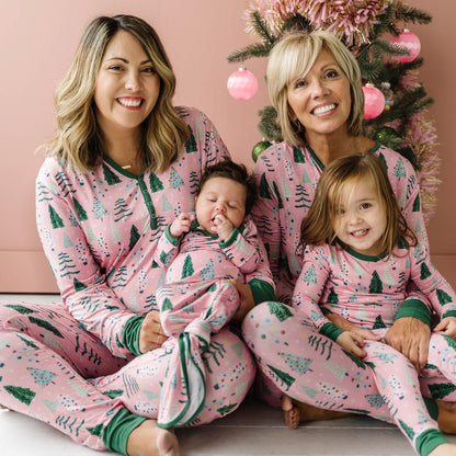 2 pcs printed green christmas printed matching pajamas Set