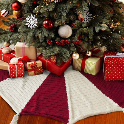 48" Buffalo Plaid Christmas Skirt with Festive Tassels