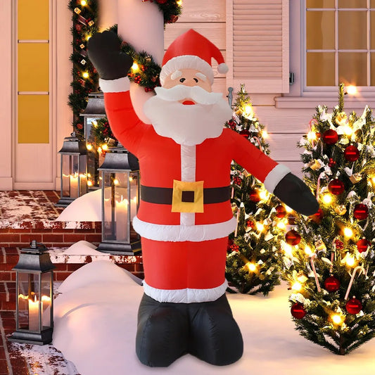 Pre-lit 8ft Giant Inflatable Santa Claus Outdoors Christmas Decorations for Home Yard Garden Decoration Merry Christmas Welcome Arches