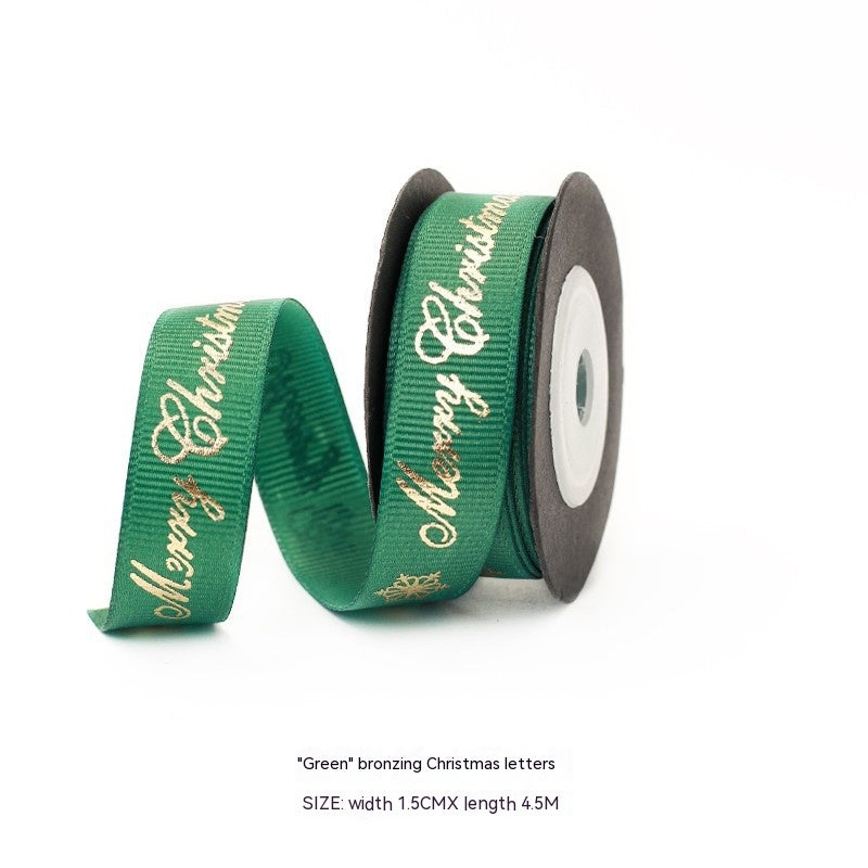 green merry christmas and gold christmas ribbon 