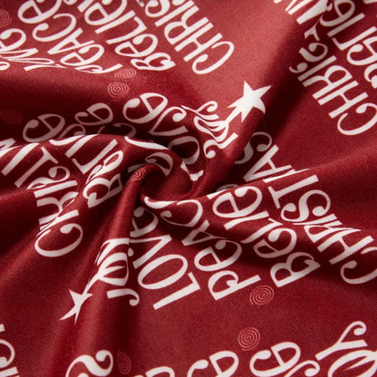 White and Red Christmas Printed Homewear Pajamas Two-piece PJS Set