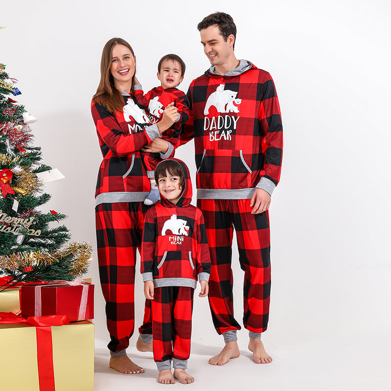 Faux Fur Plaid  Christmas Print family Pajamas Set