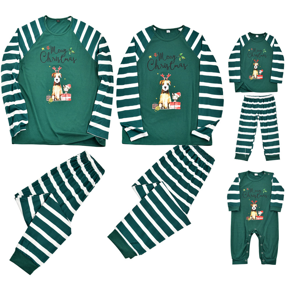 Family matching christmas green pajamas set