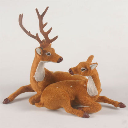 3pc faux fur deer figurine Brown
