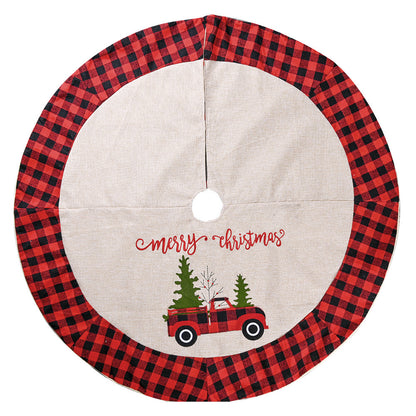 47" Buffalo Plaid linen Christmas Tree Skirt overall look