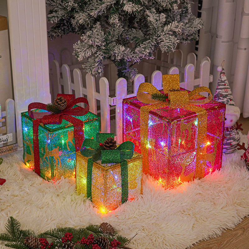 RGB Color-Changing Outdoor Christmas Gift Boxes with lights for indoor and outdoor use  - Set of 3