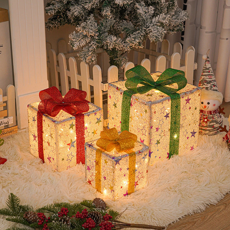 RGB Color-Changing Outdoor Christmas Gift Boxes with lights for indoor and outdoor use  - Set of 3