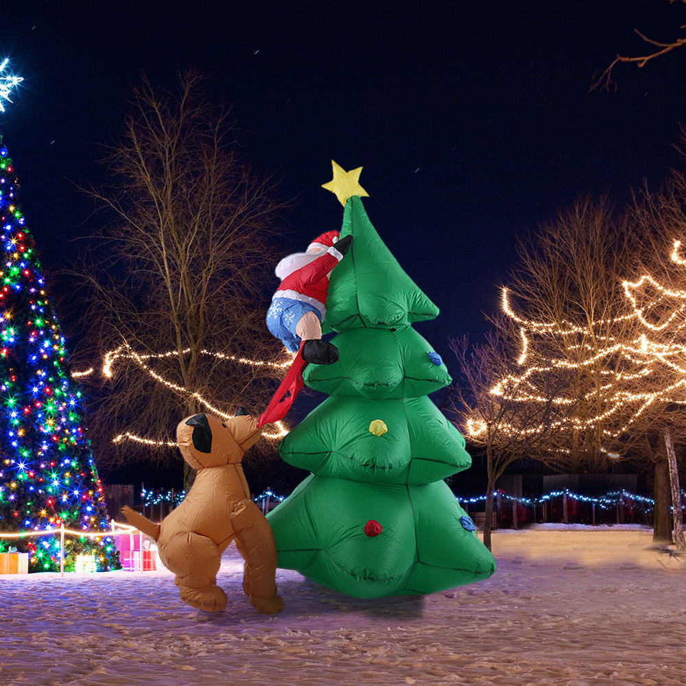 7ft  Puppy and Santa, Christmas tree inflatable Christmas holiday decoration.