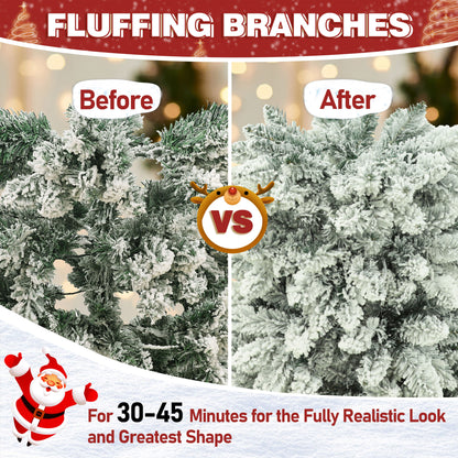 Pre-lit Snow Flocked Artificial Pencil Christmas Tree