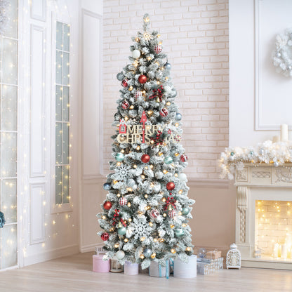 Pre-lit Snow Flocked Artificial Pencil Christmas Tree