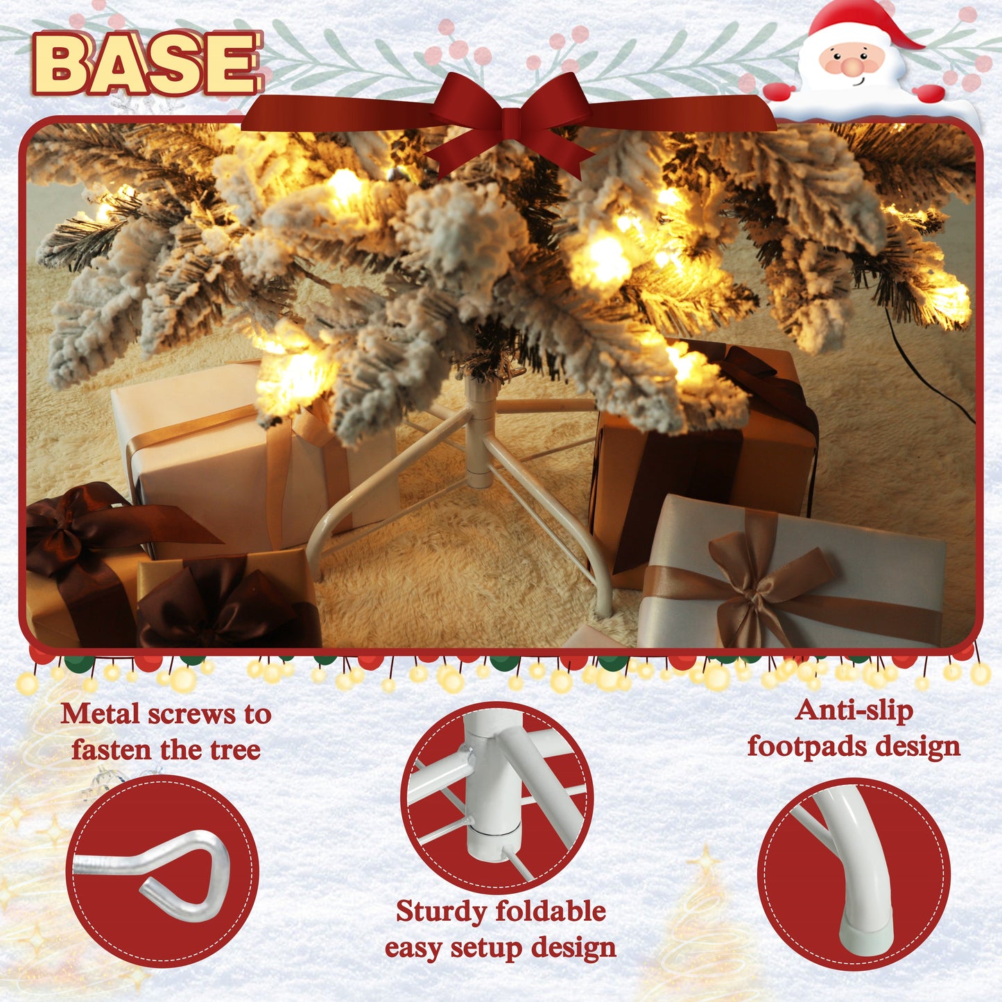 Pre-lit Snow Flocked Artificial Pencil Christmas Tree
