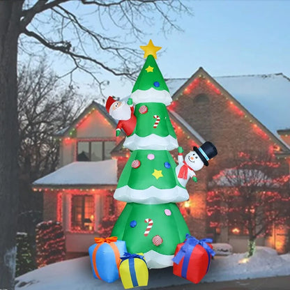 8ft Pre lit Giant Inflatable Santa Claus Christmas Tree 2.4M with LED Lights Blow Up Christmas Decorations