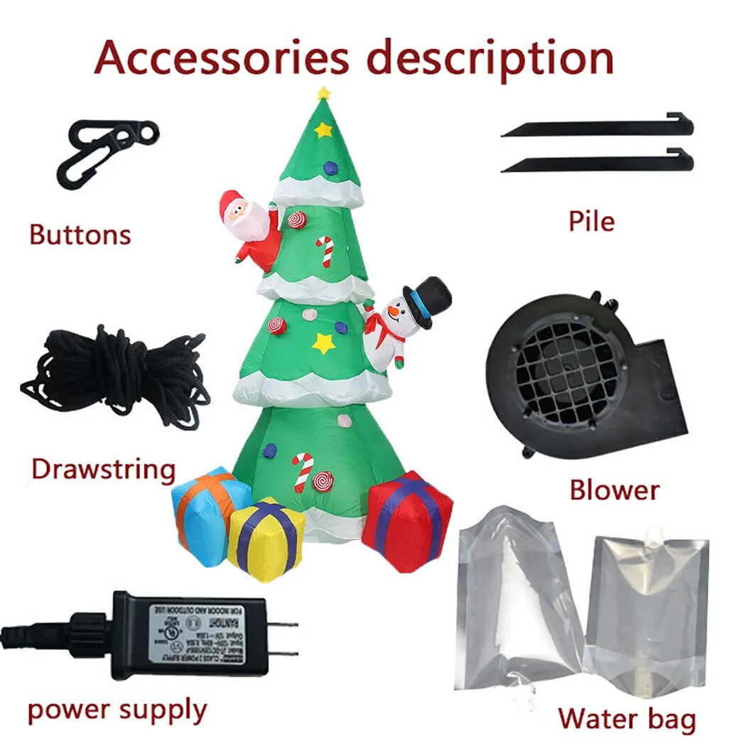 8ft Pre lit Giant Inflatable Santa Claus Christmas Tree 2.4M with LED Lights Blow Up Christmas Decorations ACCESSORIES