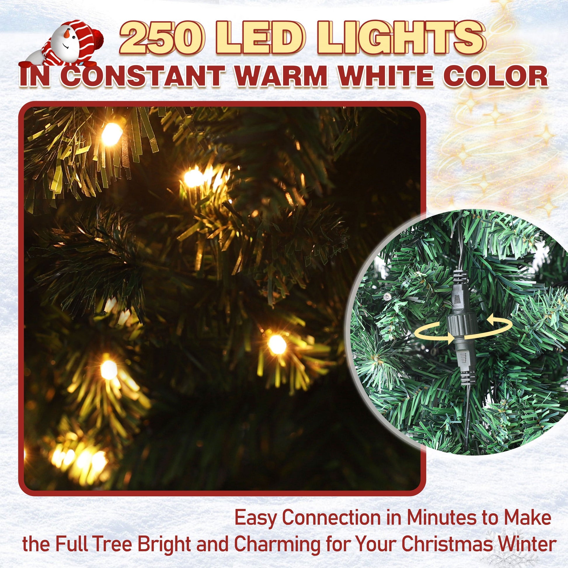 6FT Slim Pencil Christmas Tree Pre-lit with Lights, Artificial Holiday Christmas Tree Home Decoration