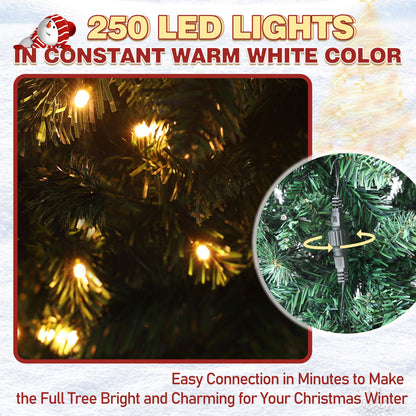 6FT Slim Pencil Christmas Tree Pre-lit with Lights, Artificial Holiday Christmas Tree Home Decoration