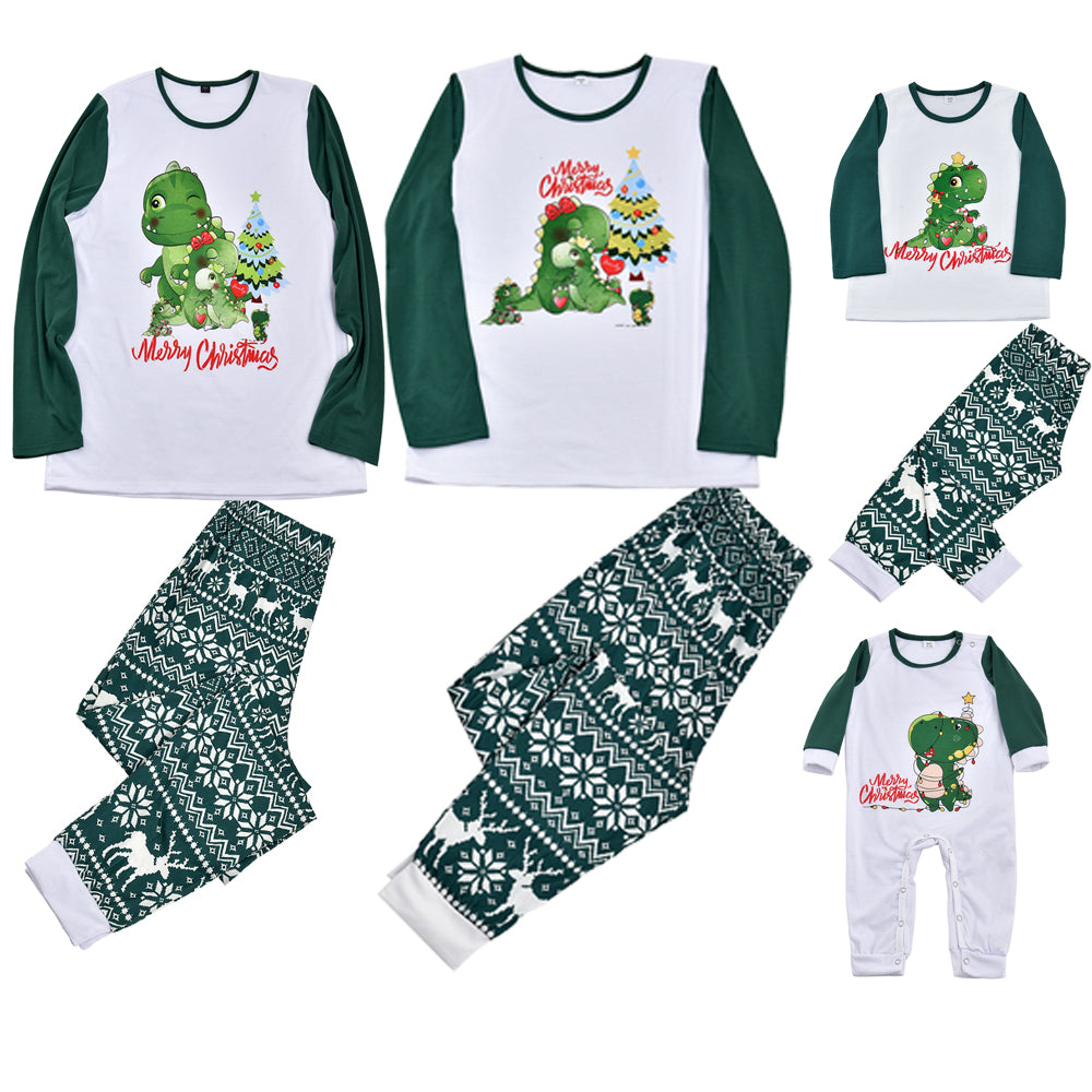 Family matching christmas green pajamas set