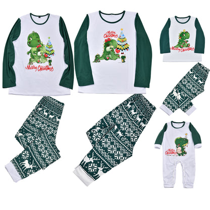 Family matching christmas green pajamas set