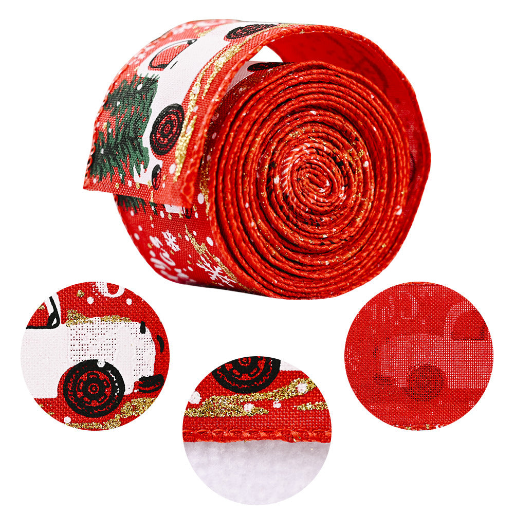 16 ft wired red merry christmas car ribbon 5 metres.